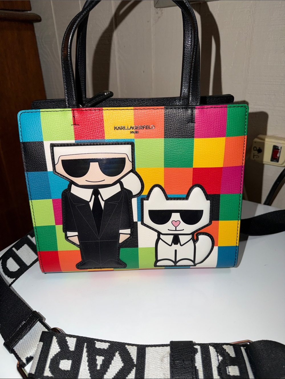 Karl Lagerfeld Paris Maybelle character satchel featurin